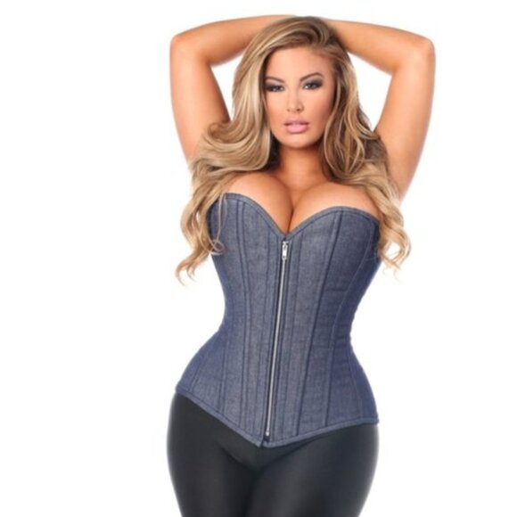 NWT Top Drawer Corsets by Daisy Blue Denim Full Bust Corset XL - Picture 1 of 6